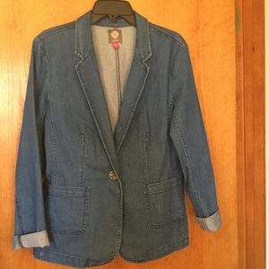 Blue denim stretchy blazer